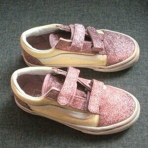 Vans Old Skool Sneakers Shoes Glitter Two Tone Pink & Yellow Hook & Latch size 1